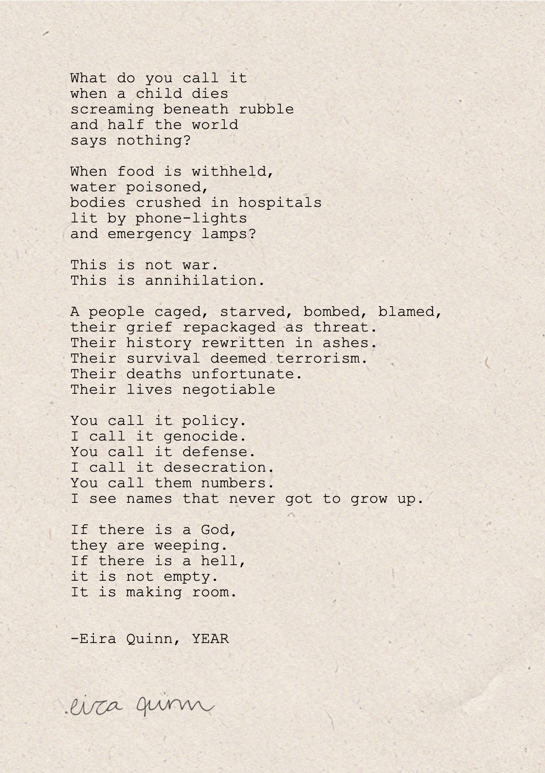 Mockup of "What Do You Call It" hand-typed on A5 handmade paper